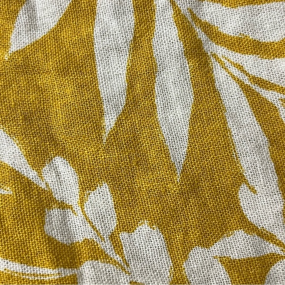 BEBOP Yellow Floral Linen Mini Dress – Hawaiian Boho Coastal Milkmaid Sundress L - Picture 10 of 10